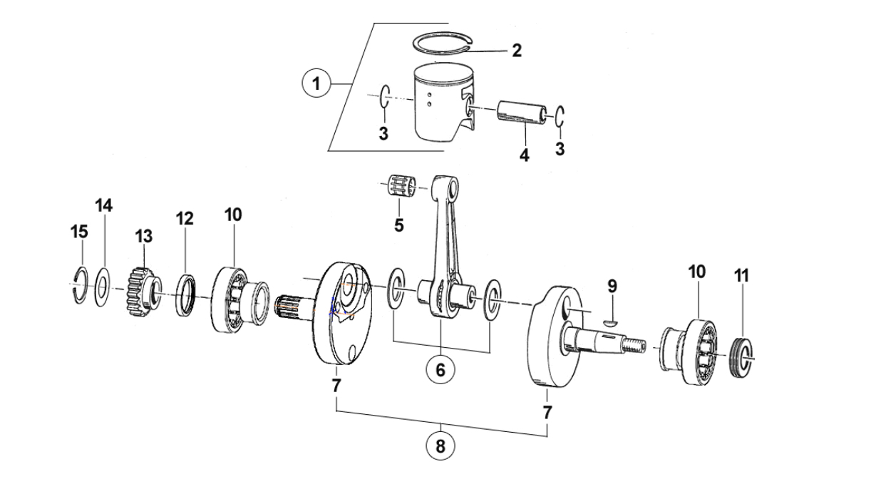 2T 250 EN/MX DE 2015 A 2018 - MOTOR - CIGÜEÑAL-PISTÓN